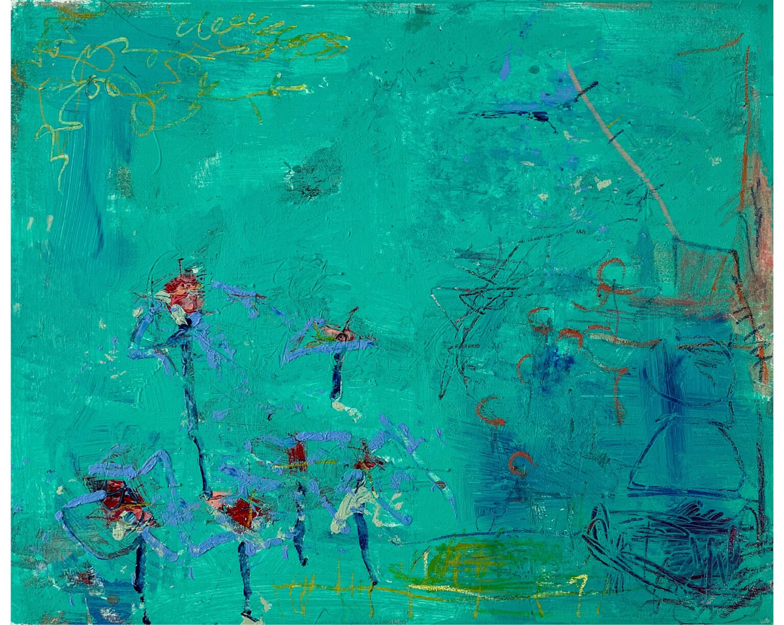 SWIMMING FLOWERS | 85 cm x 70 cm | Acrylic and oil pastel on canvas